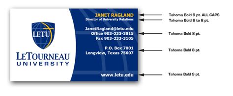 business card font size